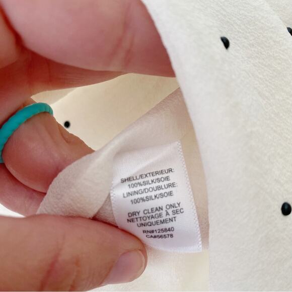 INTERMIX | Meena Embellished Silk Blouse Polka Dot Ruffle Sleeves White Black M - Picture 11 of 11